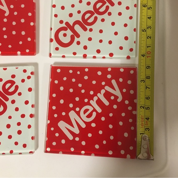 Glass Christmas Coasters - set of 4, Holiday, Unique Gift, Joy Cheers Jingle - Picture 5 of 14